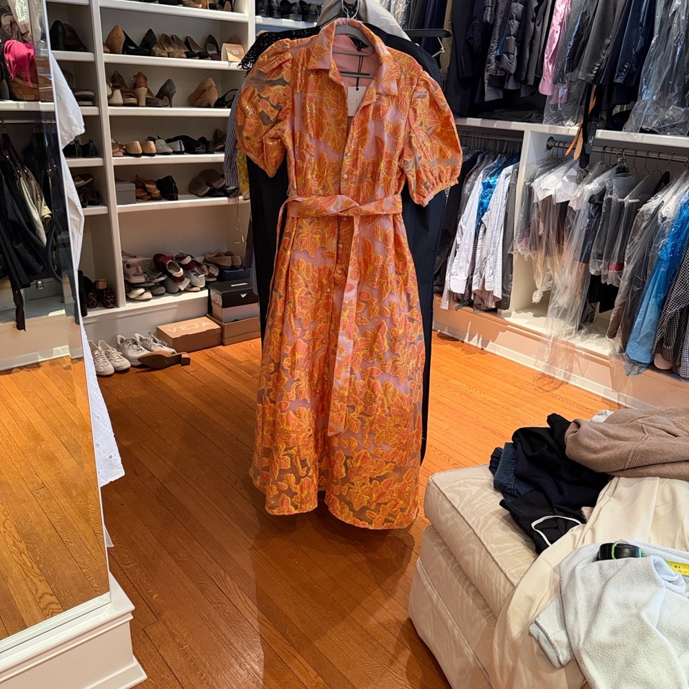 Elegant Floral Maxi Dress in Pink and Orange - Picture 2 of 5